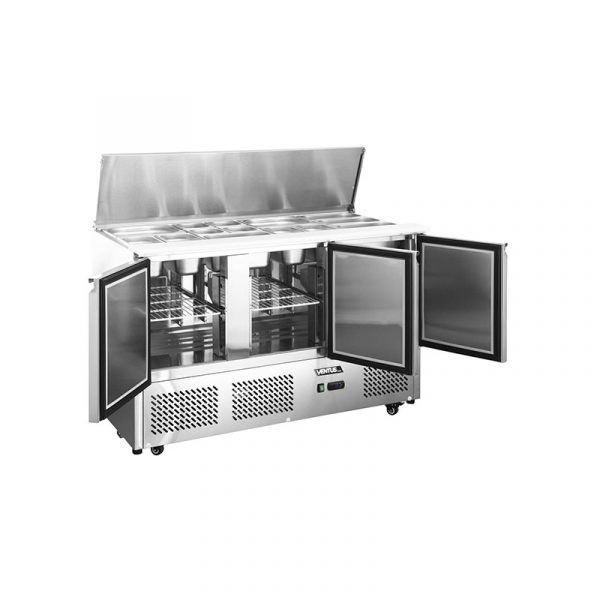 Mesón saladette 3 ptas, cubierta acero inox, VMRSL385 BENEFIT