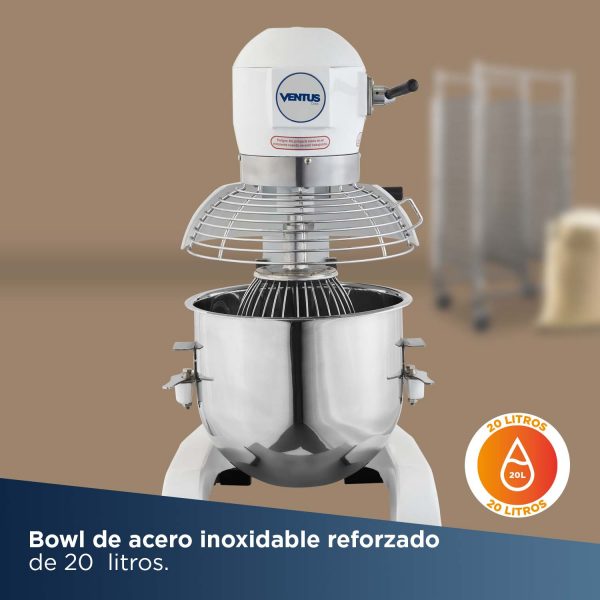 Batidora VB20 bowl de acero inoxidable reforzado de 20 litros